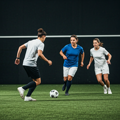 People playing soccer together